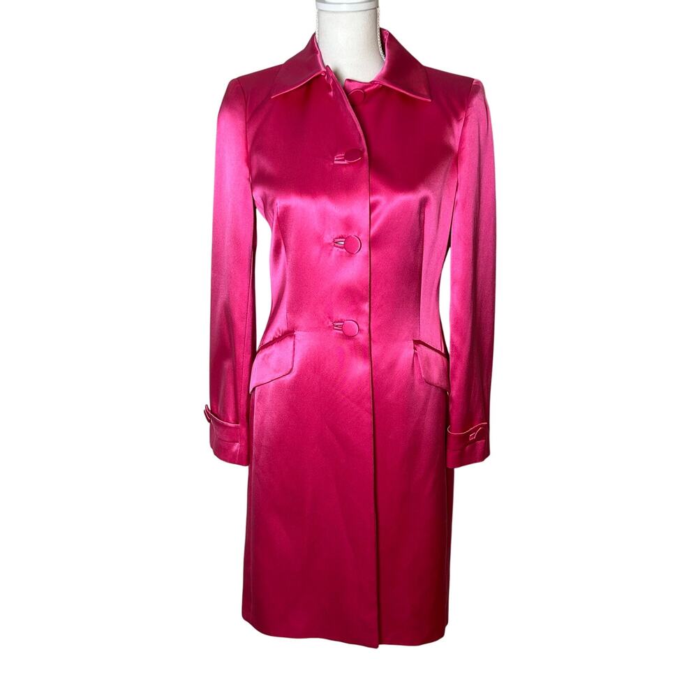 Adrienne Vittadini pink silk blend made in Italy satin dress coat size 4